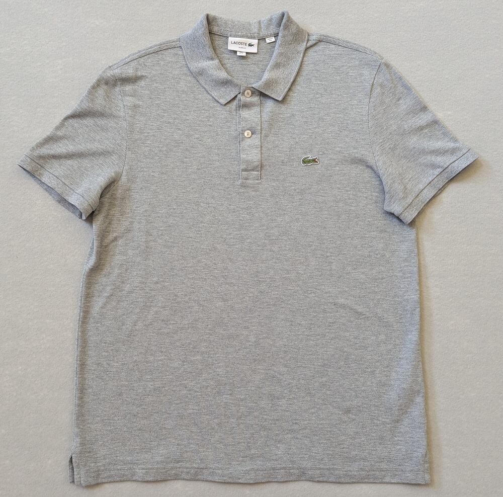 Lacoste Men’s Slim Fit Polo Shirt Light Grey Heather Size 6 XL Cotton